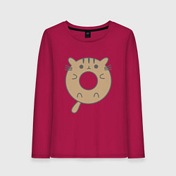 Лонгслив хлопковый женский Котик - пончик, цвет: маджента