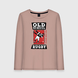 Лонгслив хлопковый женский Old School Rugby, цвет: пыльно-розовый