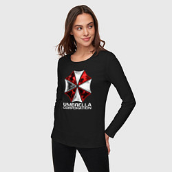 Лонгслив хлопковый женский UMBRELLA CORP, цвет: черный — фото 2