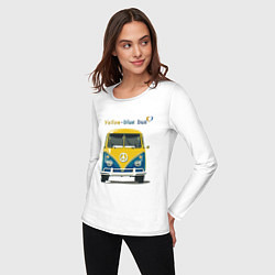 Лонгслив хлопковый женский Я люблю вас Yellow-blue bus, цвет: белый — фото 2