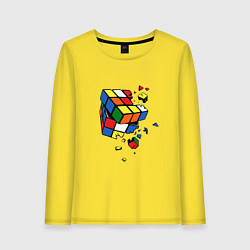 Лонгслив хлопковый женский Кубик Рубика, цвет: желтый