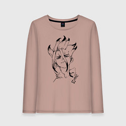 Лонгслив хлопковый женский Доктор Стоун, цвет: пыльно-розовый