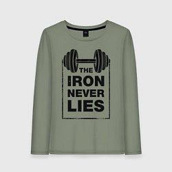 Лонгслив хлопковый женский Железо никогда не лжет, цвет: авокадо
