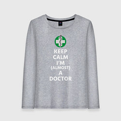 Лонгслив хлопковый женский Keep calm I??m a doctor, цвет: меланж