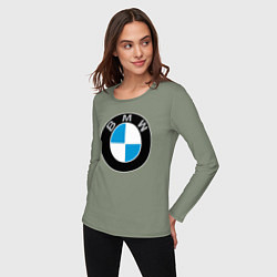 Лонгслив хлопковый женский BMW, цвет: авокадо — фото 2