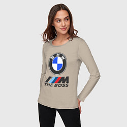 Лонгслив хлопковый женский BMW BOSS, цвет: миндальный — фото 2