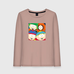 Лонгслив хлопковый женский South Park, цвет: пыльно-розовый