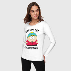 Лонгслив хлопковый женский Я не толстый, цвет: белый — фото 2