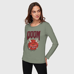 Лонгслив хлопковый женский DOOM, цвет: авокадо — фото 2