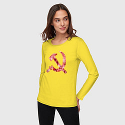 Лонгслив хлопковый женский Ахегао СССР, цвет: желтый — фото 2