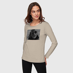 Лонгслив хлопковый женский Все идет по плану, цвет: миндальный — фото 2