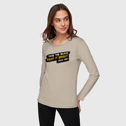 Лонгслив хлопковый женский Take the black, цвет: миндальный — фото 2