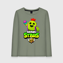 Лонгслив хлопковый женский BRAWL STARS SPIKE, цвет: авокадо