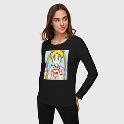 Лонгслив хлопковый женский Sailor Moon Usagi Tsukino, цвет: черный — фото 2