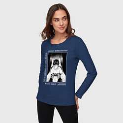 Лонгслив хлопковый женский Синдзи Икари, Евангелион, цвет: тёмно-синий — фото 2