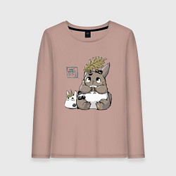 Лонгслив хлопковый женский Тоторо, цвет: пыльно-розовый