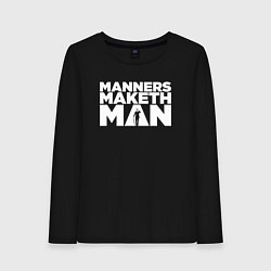Лонгслив хлопковый женский Manners maketh man, цвет: черный