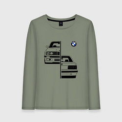 Лонгслив хлопковый женский BMW БМВ Z, цвет: авокадо
