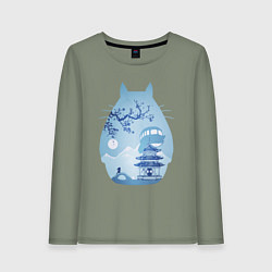 Лонгслив хлопковый женский Тоторо Миядзаки, цвет: авокадо