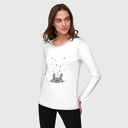 Лонгслив хлопковый женский Любопытный Тоторо и Сажа, цвет: белый — фото 2