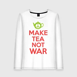 Лонгслив хлопковый женский Make tea not war, цвет: белый