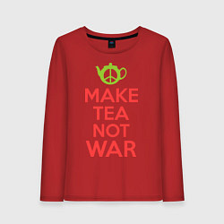 Лонгслив хлопковый женский Make tea not war, цвет: красный