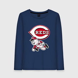 Лонгслив хлопковый женский Cincinnati reds - baseball team - talisman, цвет: тёмно-синий