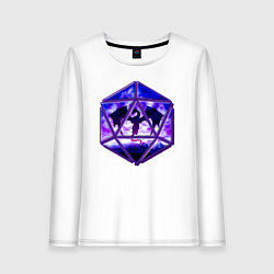 Лонгслив хлопковый женский DnD, d20, Dragon, Дракон, ДнД, цвет: белый