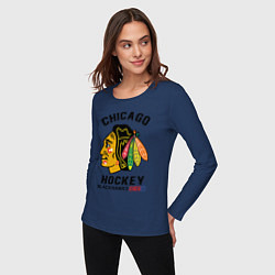 Лонгслив хлопковый женский CHICAGO BLACKHAWKS NHL, цвет: тёмно-синий — фото 2