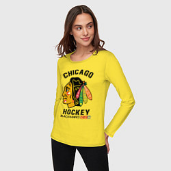 Лонгслив хлопковый женский CHICAGO BLACKHAWKS NHL, цвет: желтый — фото 2