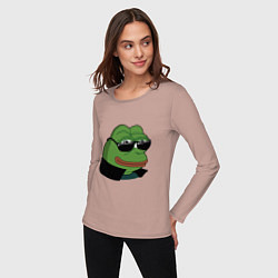 Лонгслив хлопковый женский Pepe в очках EZ, цвет: пыльно-розовый — фото 2