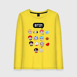 Лонгслив хлопковый женский BTS BT21, цвет: желтый