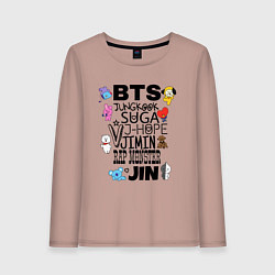 Лонгслив хлопковый женский BTS BT21, цвет: пыльно-розовый