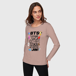 Лонгслив хлопковый женский BTS BT21, цвет: пыльно-розовый — фото 2