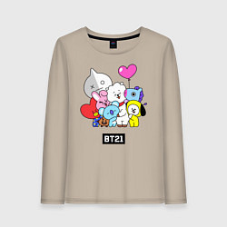 Лонгслив хлопковый женский BT21, цвет: миндальный