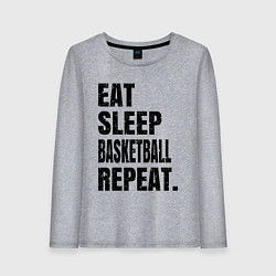 Лонгслив хлопковый женский EAT SLEEP BASKETBALL REPEAT, цвет: меланж