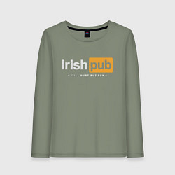 Лонгслив хлопковый женский Irish Pub, цвет: авокадо