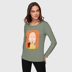 Лонгслив хлопковый женский Сайтама One Punch Man, цвет: авокадо — фото 2