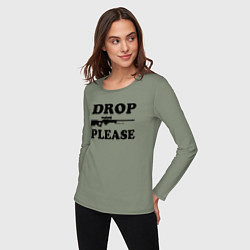 Лонгслив хлопковый женский Drop Please, цвет: авокадо — фото 2