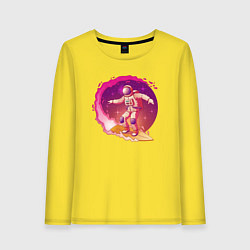 Лонгслив хлопковый женский Космический серфинг, цвет: желтый