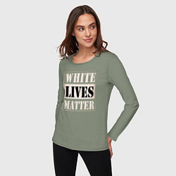 Лонгслив хлопковый женский White lives matters, цвет: авокадо — фото 2