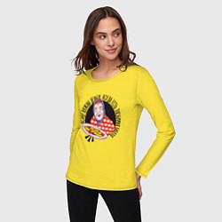 Лонгслив хлопковый женский Любимая Бабуля с едой, цвет: желтый — фото 2