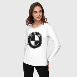 Лонгслив хлопковый женский BMW LOGO CARBON, цвет: белый — фото 2