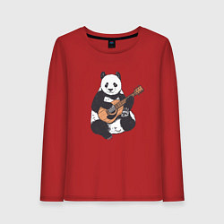 Лонгслив хлопковый женский Панда гитарист Panda Guitar, цвет: красный