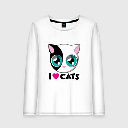 Женский лонгслив I Love Cats