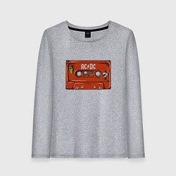 Лонгслив хлопковый женский Кассета AC DC, цвет: меланж
