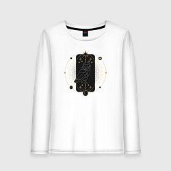 Лонгслив хлопковый женский Карта таро сова, цвет: белый
