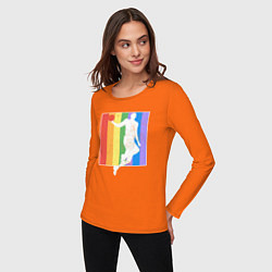 Лонгслив хлопковый женский Basketball Color, цвет: оранжевый — фото 2