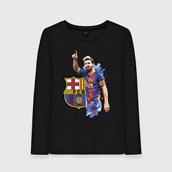 Лонгслив хлопковый женский Lionel Messi Barcelona Argentina!, цвет: черный
