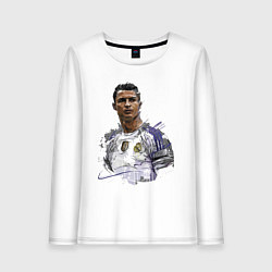 Лонгслив хлопковый женский Cristiano Ronaldo Manchester United Portugal, цвет: белый